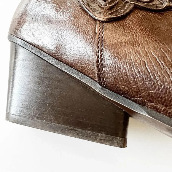 Sesto‎ Meucci Dark Brown Cutwork Boots Size 8 Women’s 7” Tall Made In Italy Lace - Picture 8 of 12